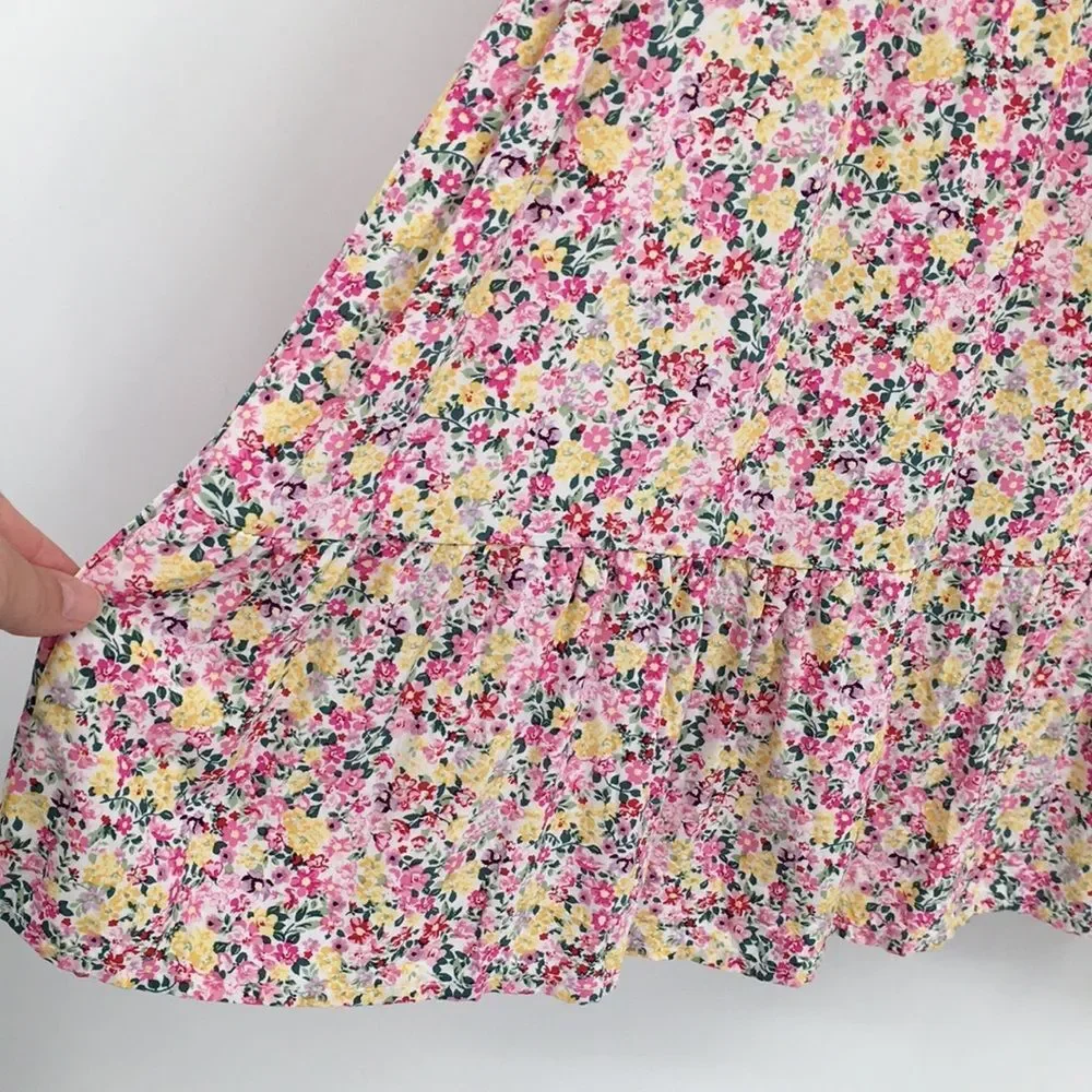 Passport Girls Pink Yellow Green Button Up Elastic Waist Sundress 14